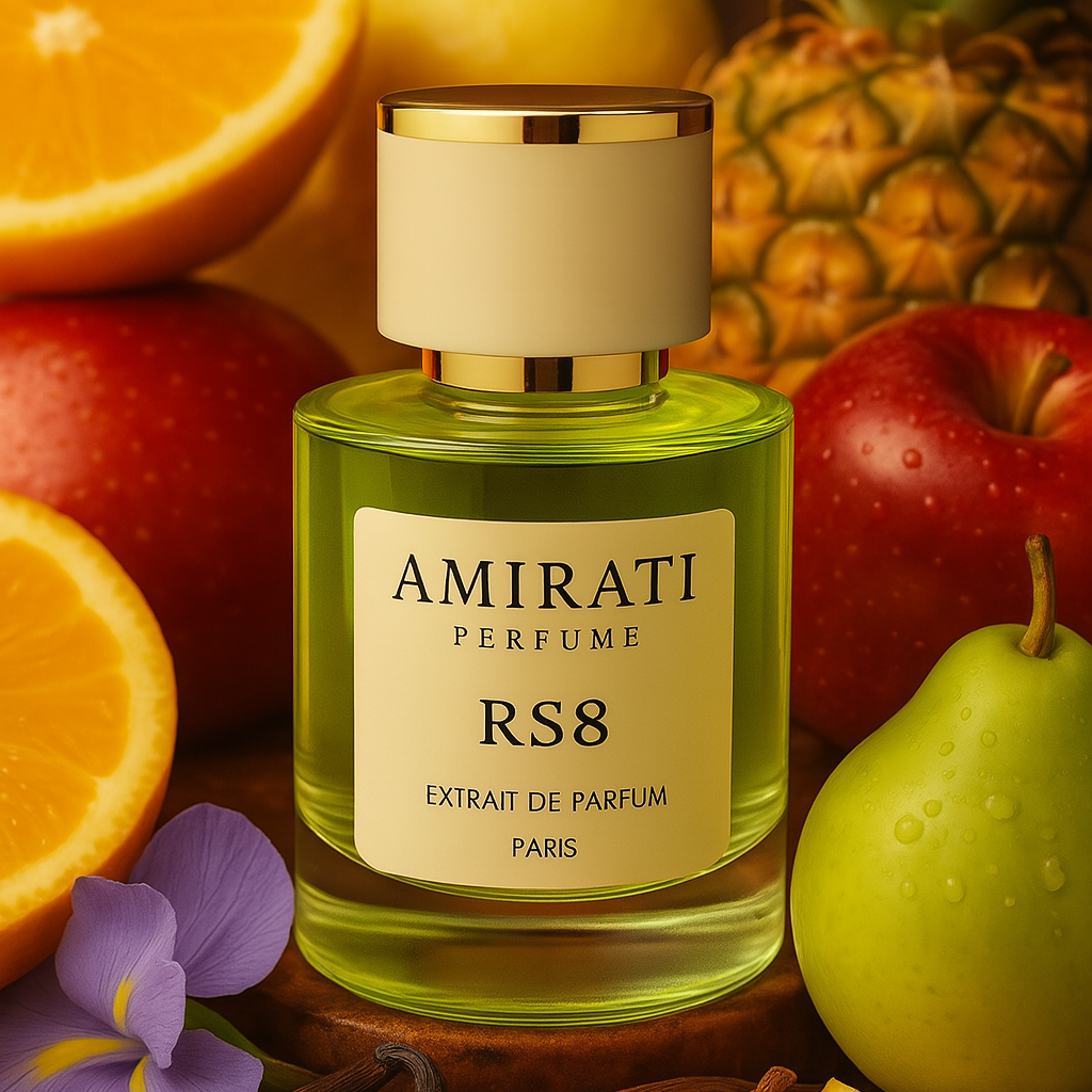 RS8 – extrait de parfum fruité et boisé par Amirati Perfume
RS8 – parfum ananas, cannelle, ambre, vanille et cèdre
