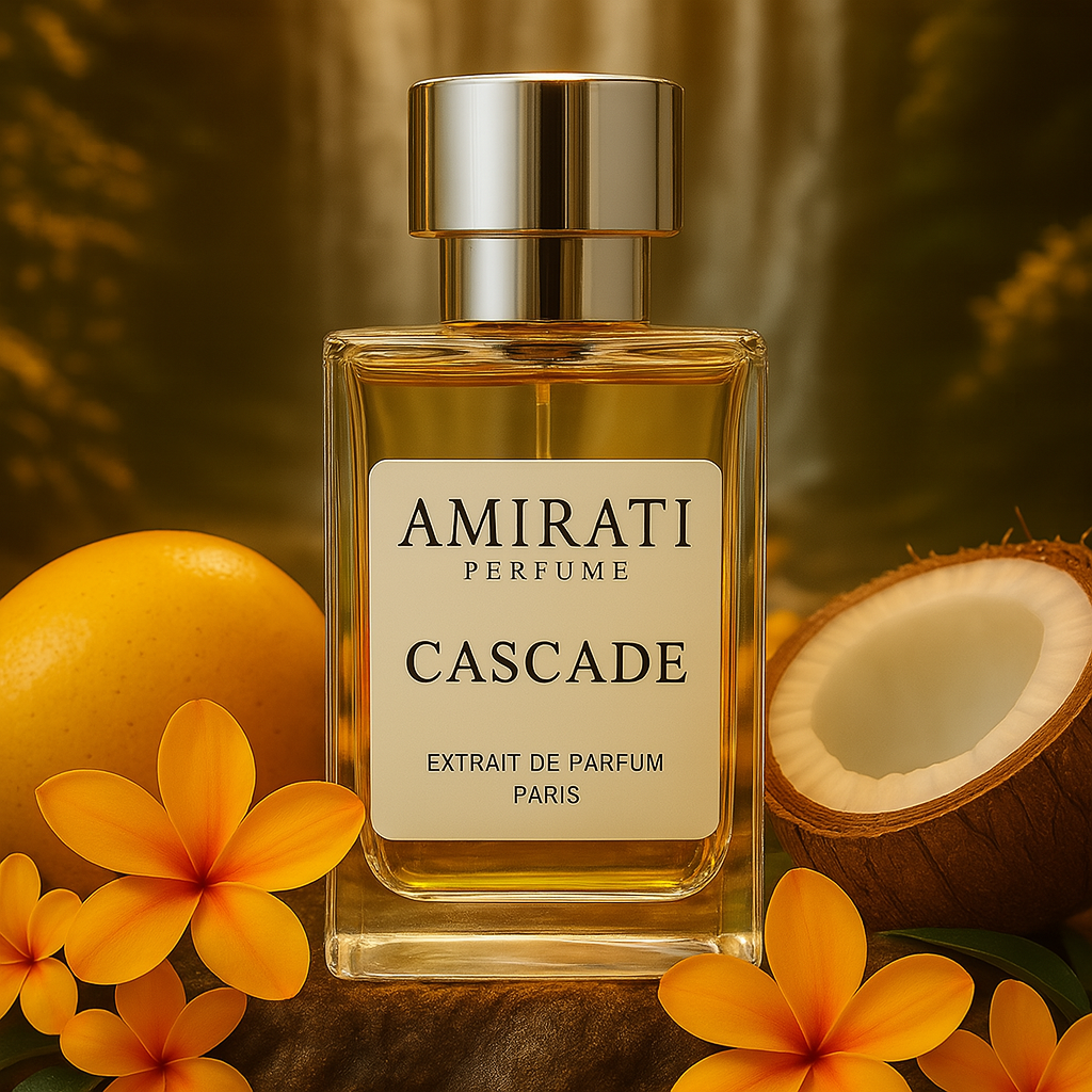 Parfum Cascade d’Amirati – fragrance mangue, lotus et noix de coco
Extrait de parfum tropical et solaire – Amirati Perfume Cascade