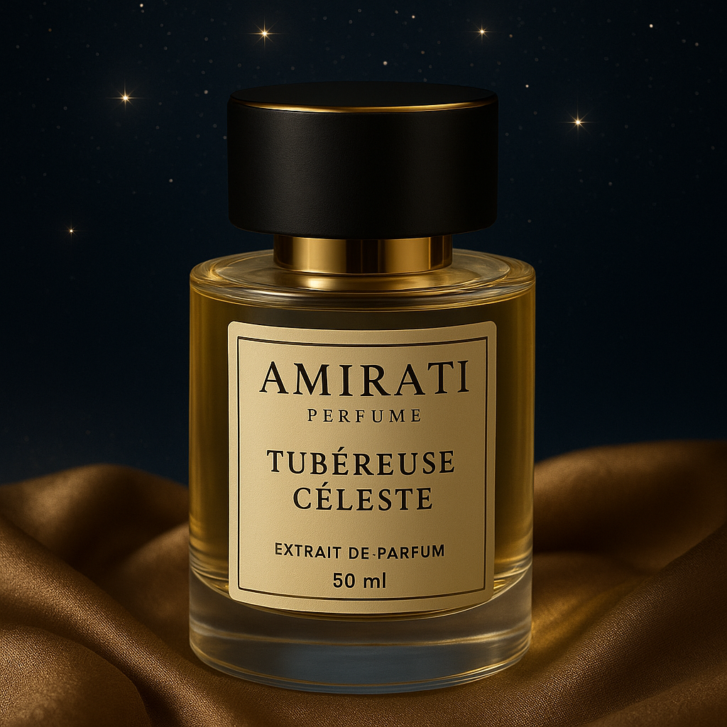 Flacon du parfum Tubéreuse Céleste – extrait floral musc et vanille
Parfum tubéreuse et osmanthus Amirati – doux, floral, élégant