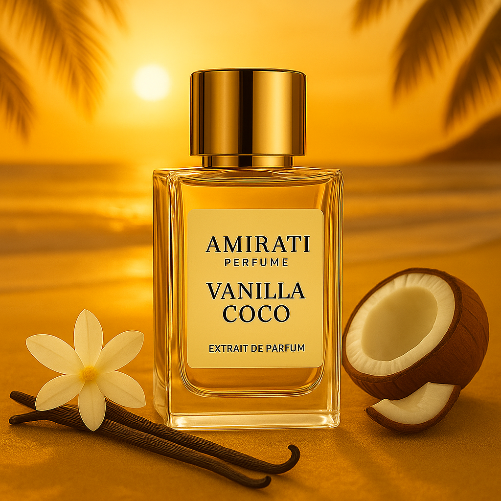 Flacon du parfum Vanilla Coco – Amirati Perfume – extrait solaire et tropical

Parfum à la noix de coco, pêche, tiaré et vanille – Vanilla Coco Amirati