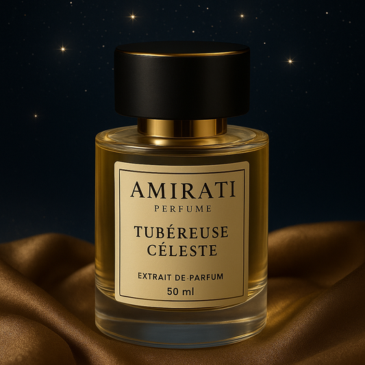 Flacon du parfum Tubéreuse Céleste – extrait floral musc et vanille

Parfum tubéreuse et osmanthus Amirati – doux, floral, élégant