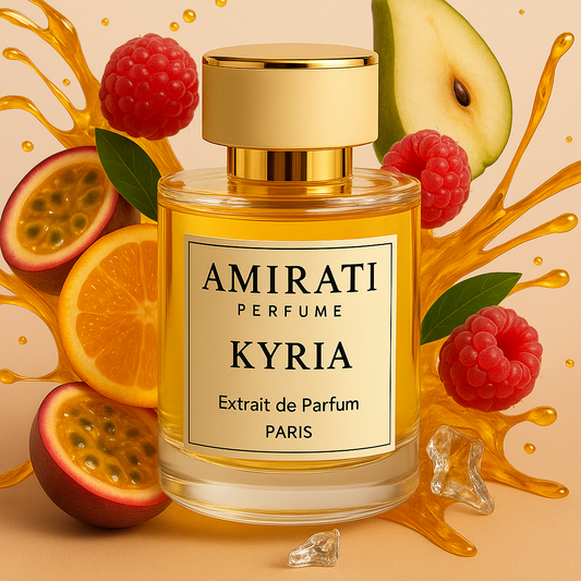 Flacon du parfum Kyria – Amirati Perfume – extrait fruité et sensuel

Parfum au fruit de la passion, musc, vanille et bois – Kyria Amirati