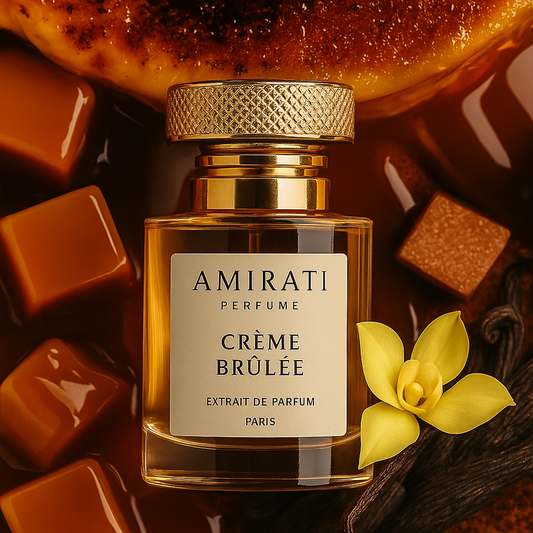 Flacon du parfum Crème Brûlée – Amirati Perfume – extrait gourmand et sucré

Parfum à la vanille, tonka, benjoin et musc – Crème Brûlée Amirati