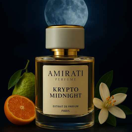 Flacon du parfum Krypto Midnight – Amirati Perfume – extrait fruité et élégant

Parfum à la poire, fleur d’oranger, ambre gris et bois de santal – Krypto Midnight Amirati