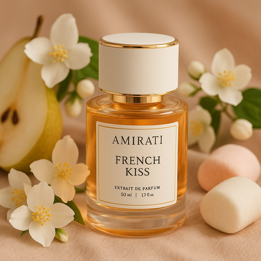 Flacon du parfum French Kiss – Amirati Perfume – extrait gourmand et sucré

Parfum à la poire, guimauve, bois de santal – French Kiss Amirati