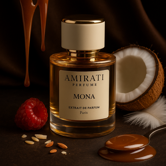 Flacon du parfum Mona – Amirati Perfume – extrait gourmand et féminin

Parfum à la framboise, caramel, tonka et vanille – Mona Amirati