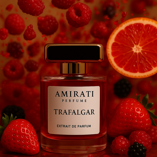 Parfum Trafalgar – extrait de parfum cerise, rose, fruits rouges

Fragrance fruitée et florale élégante – Amirati Perfume Trafalgar