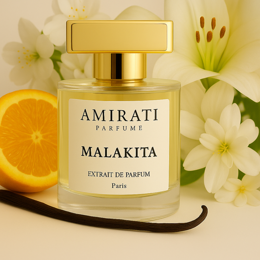 Flacon du parfum Malakita – Amirati Perfume – extrait floral et vert

Parfum à l’orange amère, jasmin, vanille et benjoin – Malakita Amirati